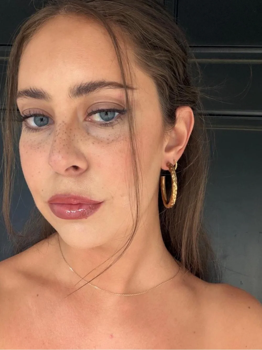 Gold sterling silver hoop statement earrings with a hammered texture #hoops